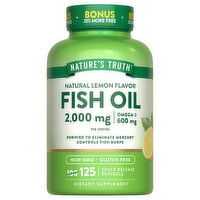 Nature's Truth Fish Oil, 2000 mg, Softgels, Natural Lemon Flavor - 125 Each