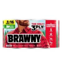 Brawny White 3-Ply Double Rolls Paper Towels - 8 Each
