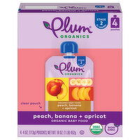 Plum Organics Stage 2 Organic Peach, Banana & Apricot 4oz Pouch-4-Pack , 4 Each