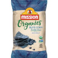 Mission Tortilla Chips, Blue Corn, with Sea Salt - 9 Ounce