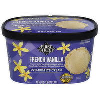 First Street Ice Cream, French Vanilla, Premium, 48 Ounce