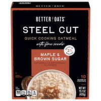 Better Oats Oatmeal, with Flax Seeds, Quick Cooking, Steel Cut, Maple & Brown Sugar