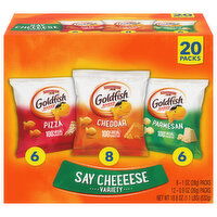 Goldfish Snack Crackers, Baked, Assorted, Say Cheeeese Variety, 20 Packs, 20 Each