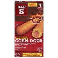 Microwavable corn dogs,Bar S honey crips batter dipped corn dogs,classic, 4 Each