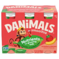 Danimals Strawberry Banana Kids Low Fat Yogurt Smoothies - 6 Each