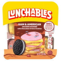 Lunchables Cracker Stackers, with Chocolate Creme Cookies, Ham & American - 3.2 Ounce