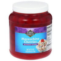 First Street Cherries, without Stems, Maraschino, 74 Ounce