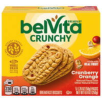 belVita Breakfast Biscuits, Crunchy, Cranberry Orange - 5 Each