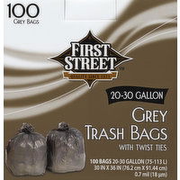 First Street Trash Bags, Twist Ties, 20-30 Gallon - 100 Each