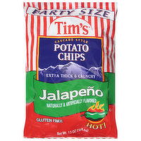 Tim's Potato Chips, Cascade Style, Jalapeno, Hot, Party Size - 13 Ounce