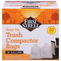 First Street Trash Compactor Bags, Twist Tie, 18 Gallon - 30 Each