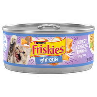 Friskies Cat Food, Turkey & Cheese Dinner in Gravy, Shreds - 5.5 Ounce
