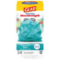 Glad 13 Gallon Tall Kitchen Bahama Bliss Drawstring Bags - 34 Each