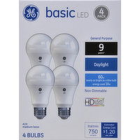 GE Light Bulbs, LED, Daylight, 10 Watts, 4 Pack - 4 Each