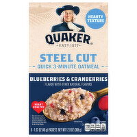 Quaker Steel Cut Quick 3-Minute Blueberries & Cranberries Instant Oatmeal - 8 Each