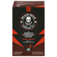 Death Wish Coffee Co Coffee, Dark Roast, Chocolate & Cherry, Single Serve Pods, 10 Each