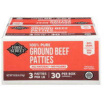 First Street Ground Beef Patties, 100% Pure, 80%/20% - 10 Pound