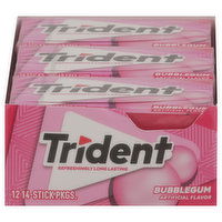 Trident Gum, with Xylitol, Sugar Free, Bubblegum, 12 Each