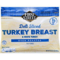 First Street Turkey, Breast & White Meat, Oven Roasted, Family Size