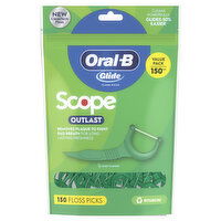 Oral-B Glide Dental Floss Picks with Scope Outlast, Mint, 150 Each