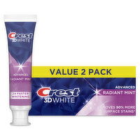 Crest 3D White Advanced Toothpaste, Radiant Mint, Pack of 2, 6.6 Ounce