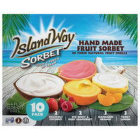 Island Way Sorbet Fruit Sorbet, Hand Made, Assorted, 10 Pack, 10 Each