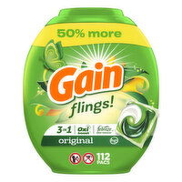 Gain flings Laundry Detergent Pacs, 112 Count, Original Scent, 112 Each