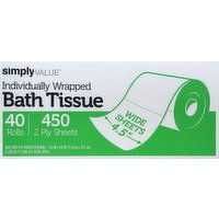 Simply Value Bath Tissues, Idividually Wrapped, 2 Ply - 40 Each