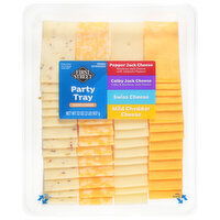 First Street Sliced Natural Cheese, Pepper Jack/Colby Jack/Swiss/Mild Cheddar, Party Tray - 32 Ounce