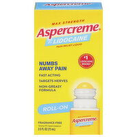 Aspercreme Pain Relief Liquid, Roll-On, Max Strength, Fragrance Free, 2.5 Fluid ounce