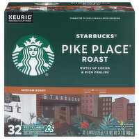 Starbucks K-Cup Pods Ground Medium Roast Pike Place Roast Coffee - 32 Each