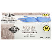 First Street Gloves, Disposable, Examination, Nitrile, Medium, 200 Each