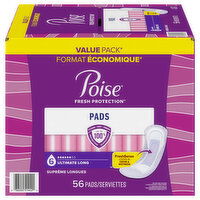 Poise Pads, Ultimate Long, Value Pack - 56 Each