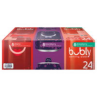 Bubly Sparkling Water, Cherry/Blackberry/Strawberry, 24 Each