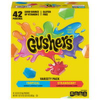 Gushers Fruit Flavored Snacks, Tropical/Strawberry, Variety Pack, 42 Each