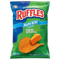 Ruffles Potato Chips, Queso Cheese Flavored, Party Size!, 12.5 Ounce