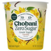 Chobani Zero Sugar Nonfat Vanilla Flavored Greek Yogurt - 32 Ounce