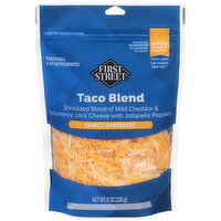 First Street Fancy Shredded Cheese, Taco Blend, 8 Ounce