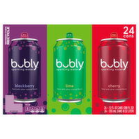 Bubly Sparkling Water, Blackberry/Lime/Cherry - 24 Each