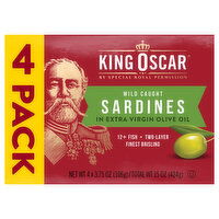 King Oscar Sardines, in Extra Virgin Olive Oil, Wild Caught, 4 Pack - 4 Each