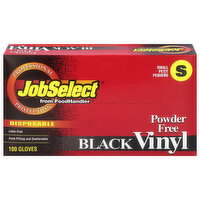 JobSelect Black Vinyl Powder Free Disposable Small Gloves