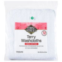 First Street Washcloths, Terry - 12 Each