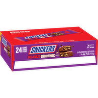 SNICKERS Life's full of hidden problems. So we hid a comforting brownie in a SNICKERS. New SNICKERS Peanut Brownie Squares delivers the comfort of fresh-baked brownies combined with the satisfaction of SNICKERS candy bars. - 57.6 Ounce