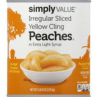 Simply Value Peaches, in Extra Light Syrup, Yellow Cling, Irregular Sliced - 104 Ounce