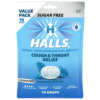 Halls Sugar Free Mountain Menthol Flavor Cough & Throat Relief Value Pack - 70 Each