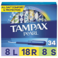 Tampax Pearl Tampons Trio Multipack, L/R/S, 34 Each