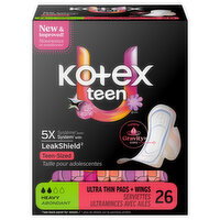 U by Kotex Ultra Thin Heavy Teen-Sized Pads + Wings - 26 Each