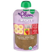 Plum Organics Mighty Builder Fruit & Veggie Blend Banana, Wht Bean, Strawberry + Chia 4oz Pch - 4 Ounce