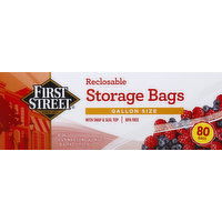 First Street Storage Bags, Reclosable, Gallon Size - 80 Each