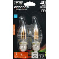 Feit Electric Light Bulbs, LED, Soft White, 3.3 Watts - 2 Each